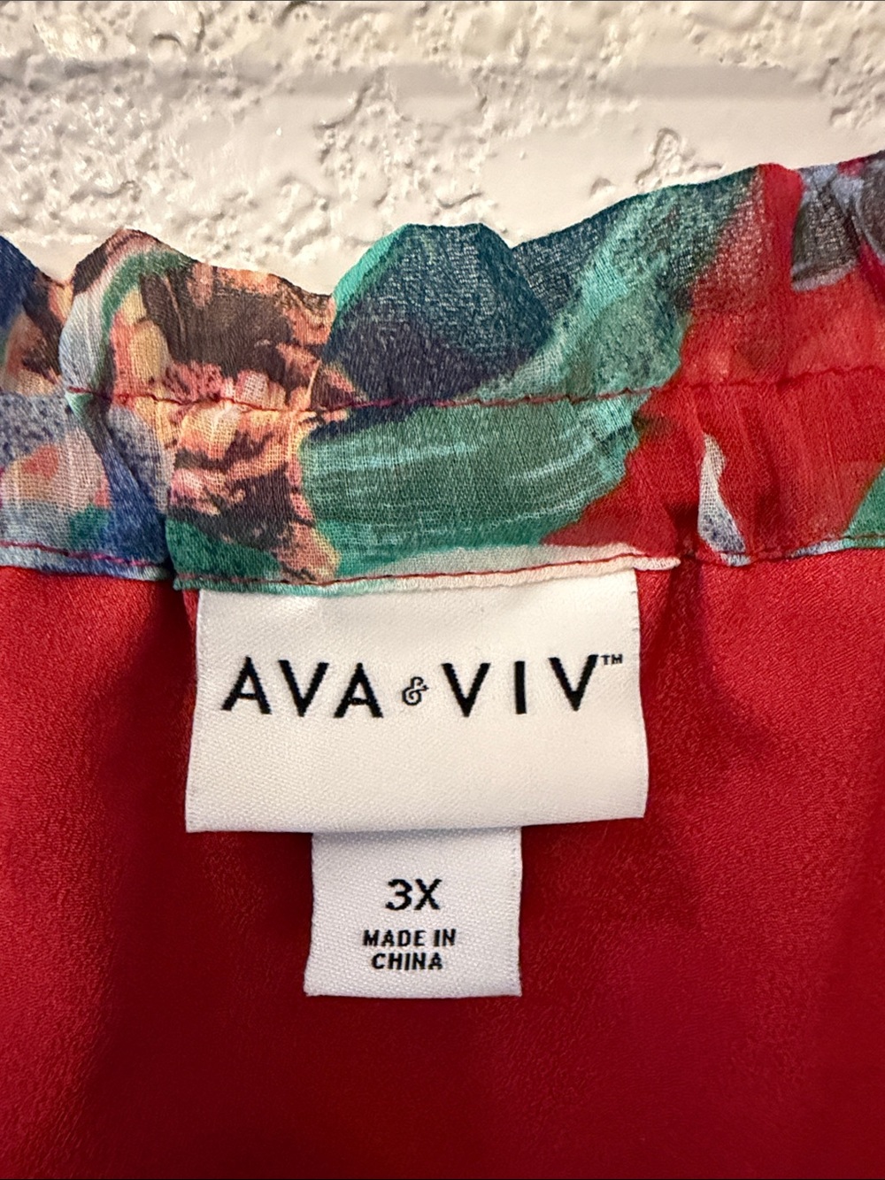 Ava & Viv Red Dress with Multicolor Floral Print